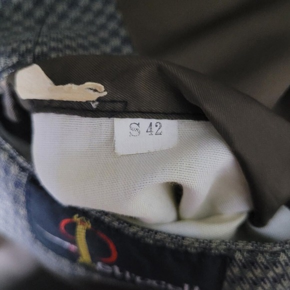 Petrocelli Blazer Mens 42 Taupe Blue Wool Plaid Check Sport Coat Jacket Office - Picture 7 of 7